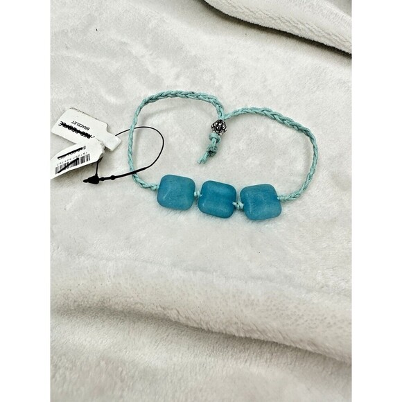 NEW Free People Bracelet Woven Square Turquoise Glass Trio Bracelet Dainty Wrist - Picture 2 of 5